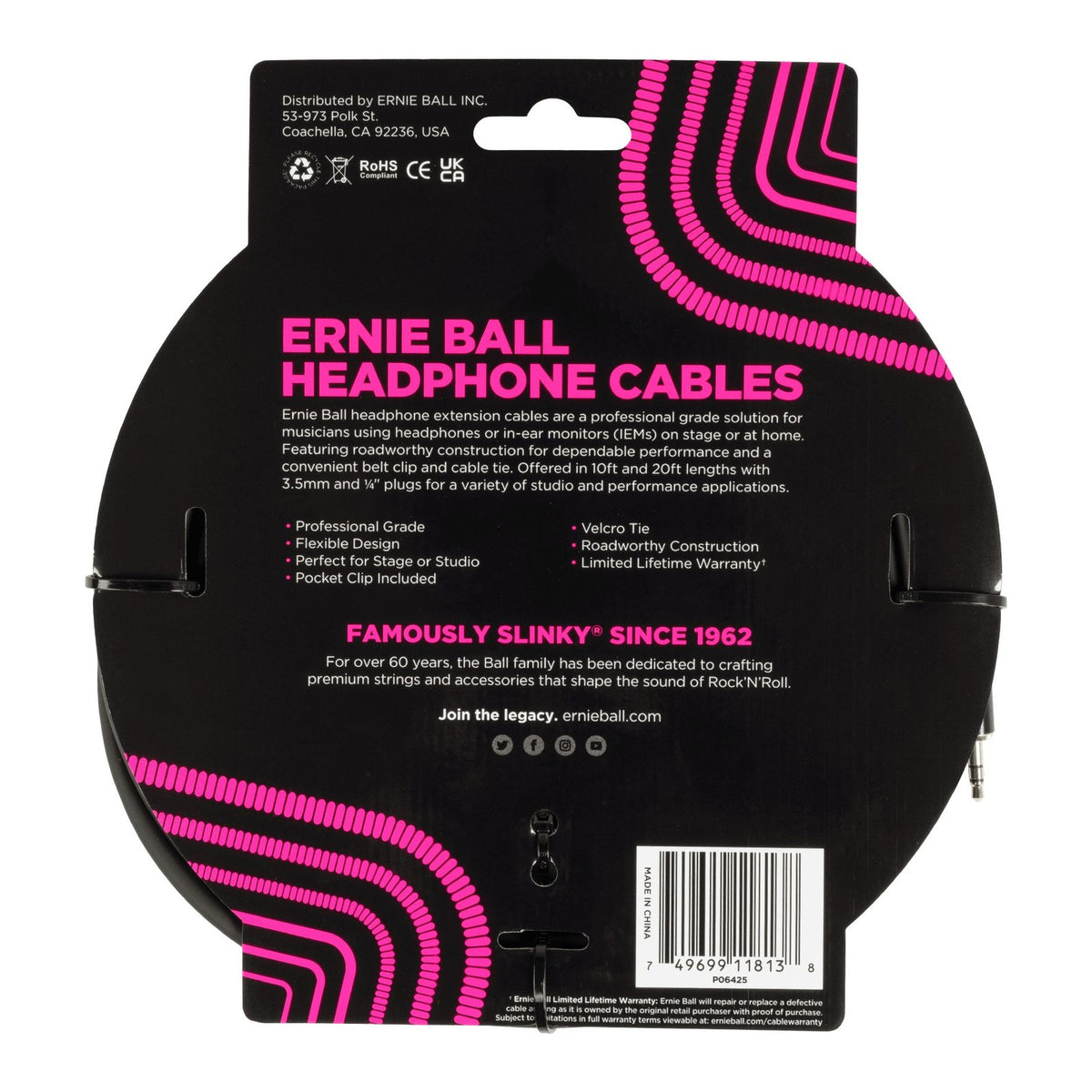 Dây Nối Dài Tai Nghe Ernie Ball 3.5mm 20ft P06425 – P06425