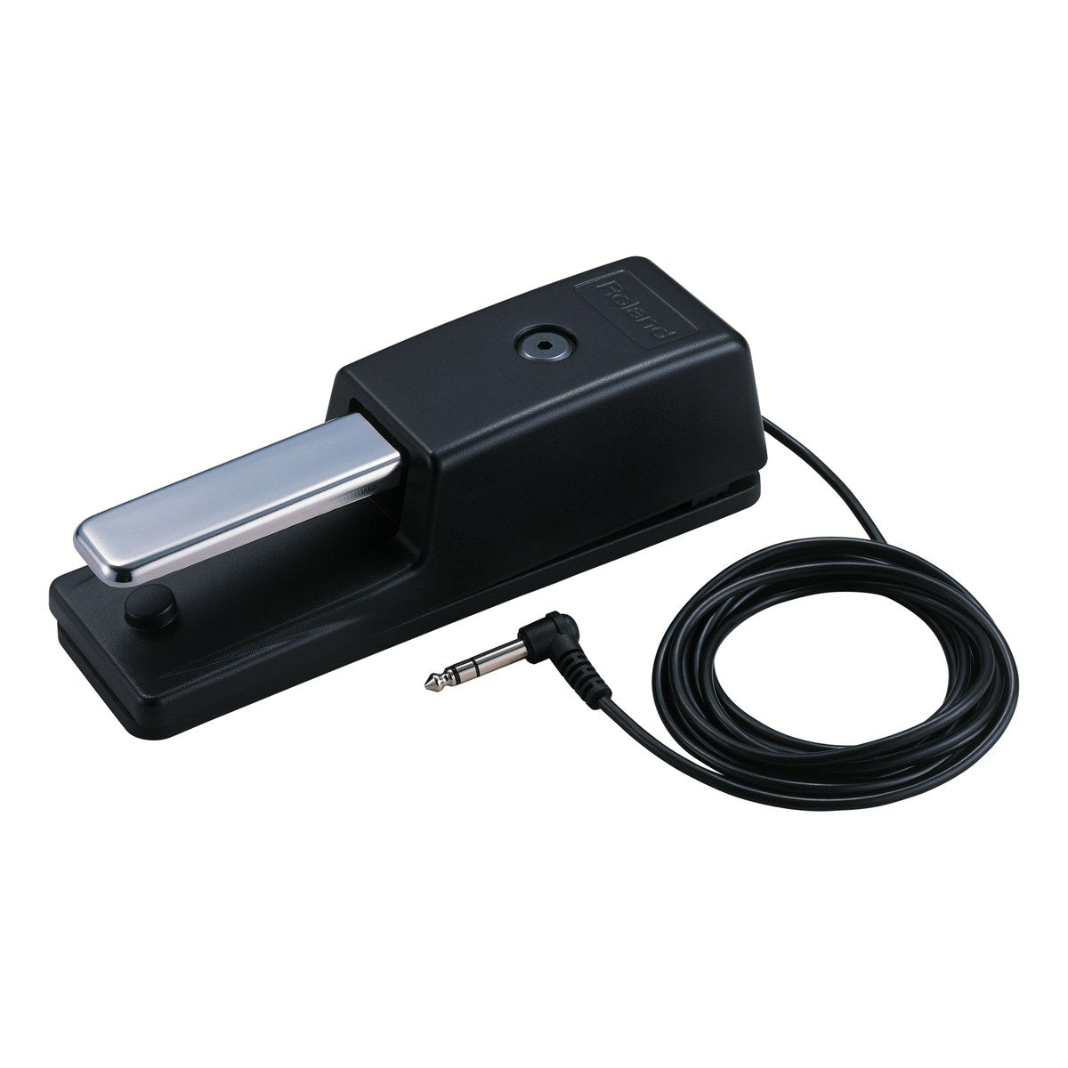 Pedal Piano Roland DP-10 nhìn góc nghiêng với dây cáp và jack cắm