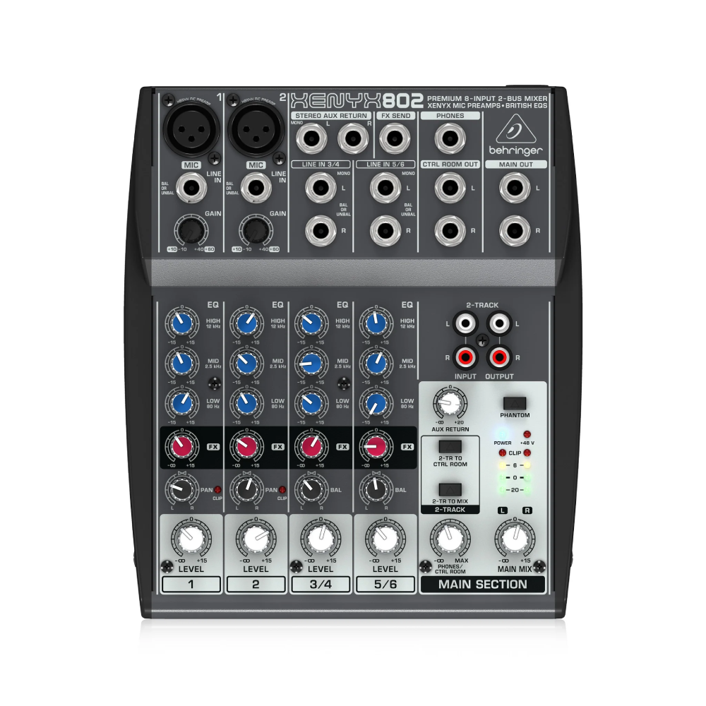 Behringer XENYX 802S Premium Analog 8-Input Mixer with USB Streaming Interface