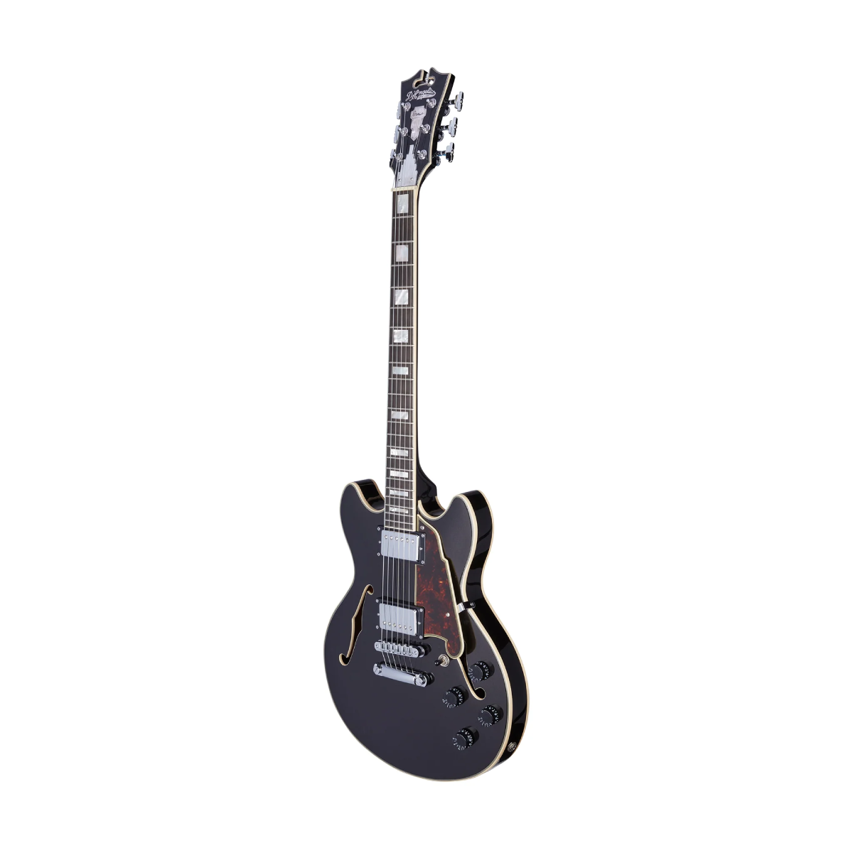 Đàn Guitar Điện D'Angelico Premier Mini DC Semi-Hollow, Black Flake