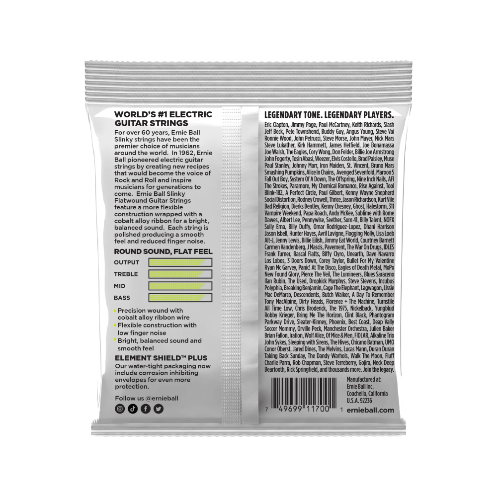 Ernie Ball Regular Slinky Flatwound Electric Guitar Strings, 10-46