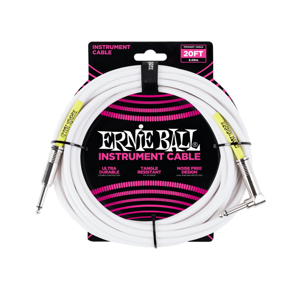 Dây Cáp Ernie Ball 20FT Straight / Angle Instrument, White