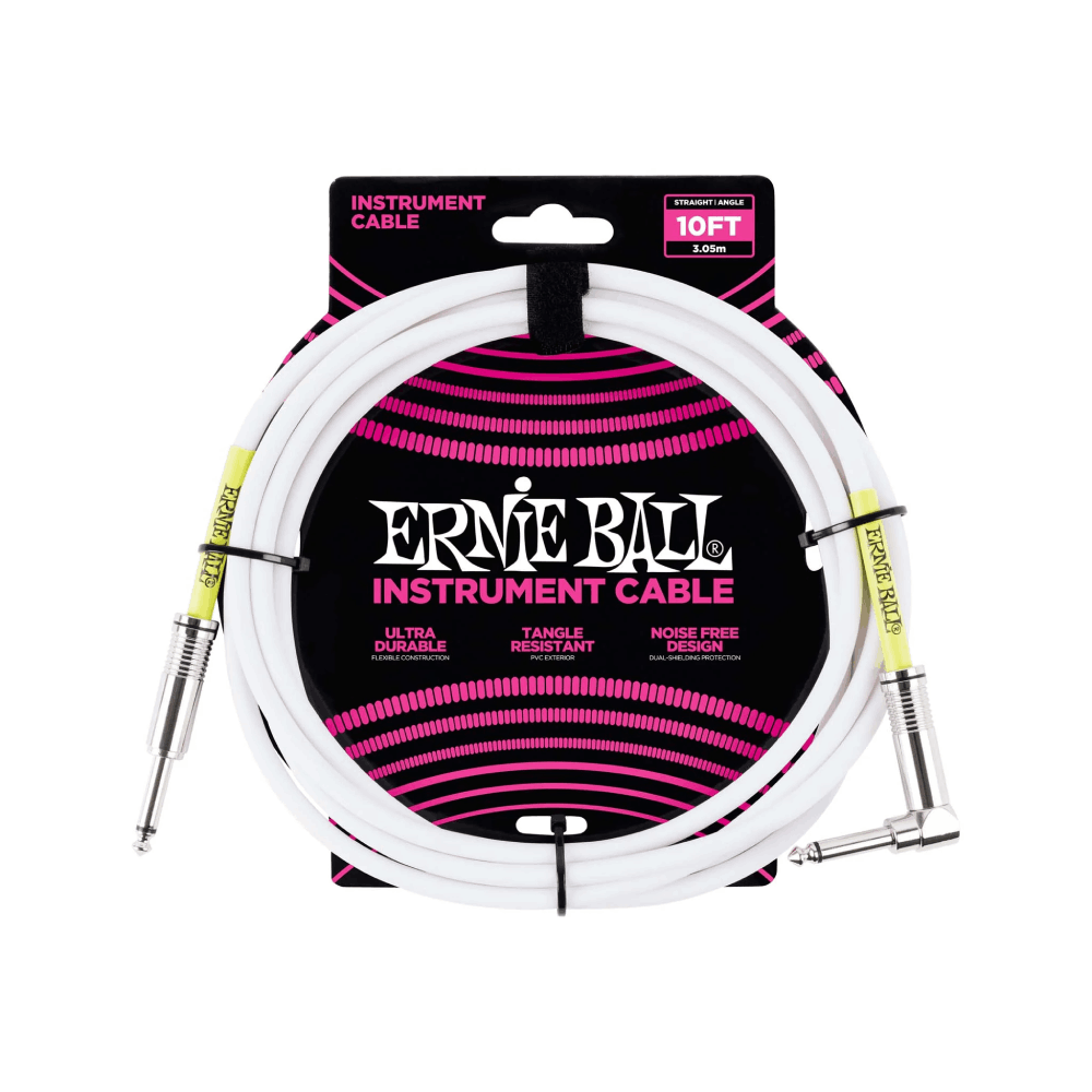 Dây Cáp Ernie Ball 10ft Straight Angle Inst, White