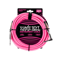 Dây Cáp Ernie Ball 25FT Braided Straight to Angle Instrument, Neon Pink