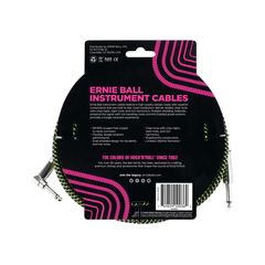 Dây cáp Ernie Ball 18FT Braided Straight to Angle Instrument, Black/Green
