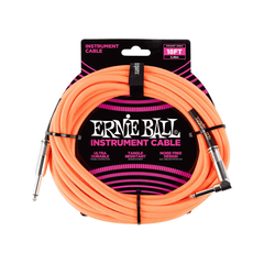Dây Cáp Ernie Ball 18FT Braided Straight to Angle Instrument, Neon Orange