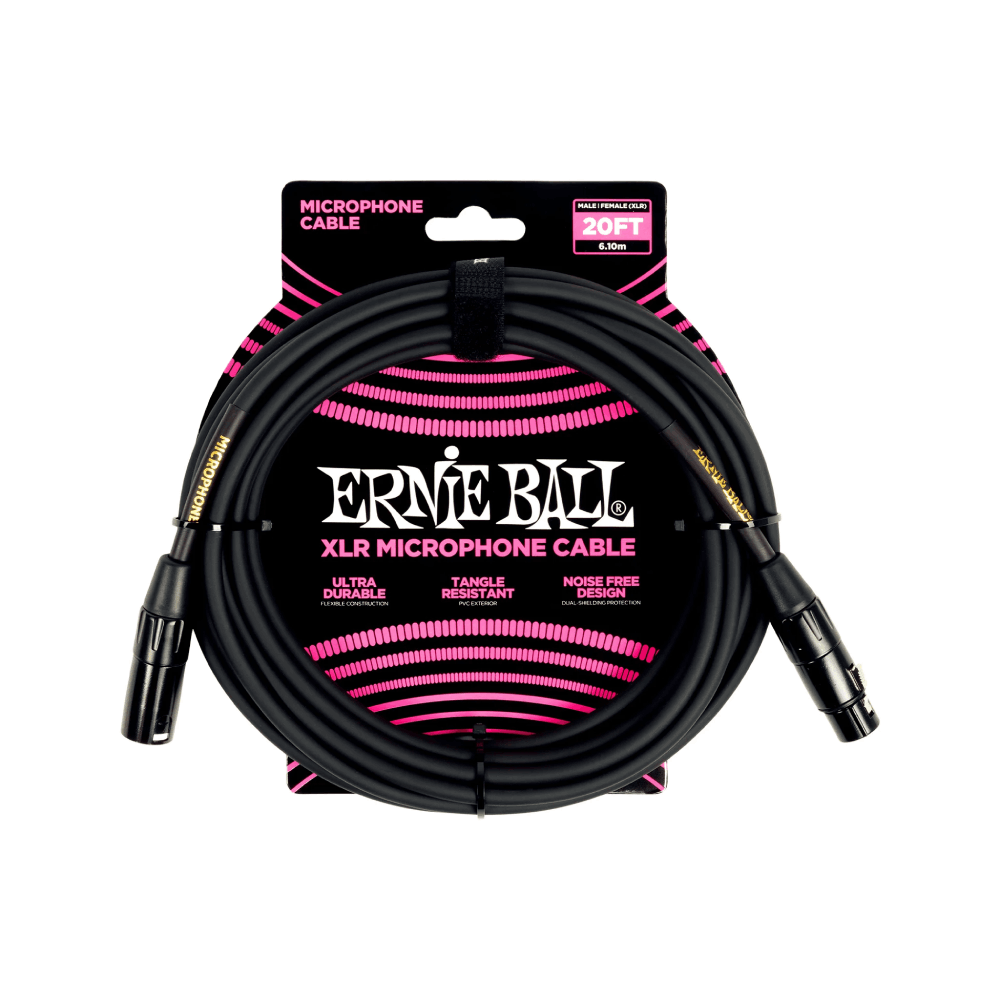 Dây Cáp Ernie Ball 20FT Male to Female XLR Microphone, Black