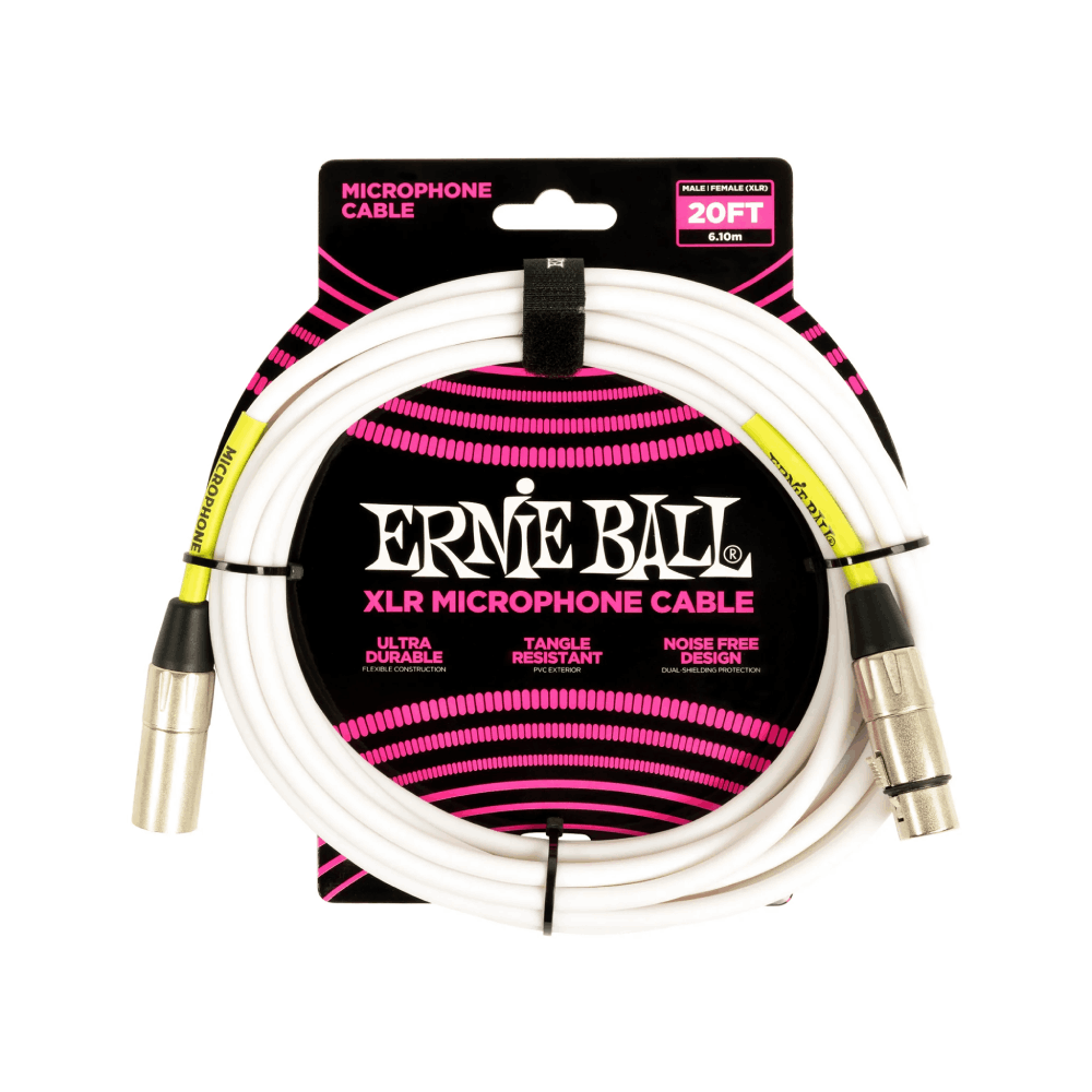 Dây Cáp Ernie Ball 20FT Male to Female XLR Microphone, White