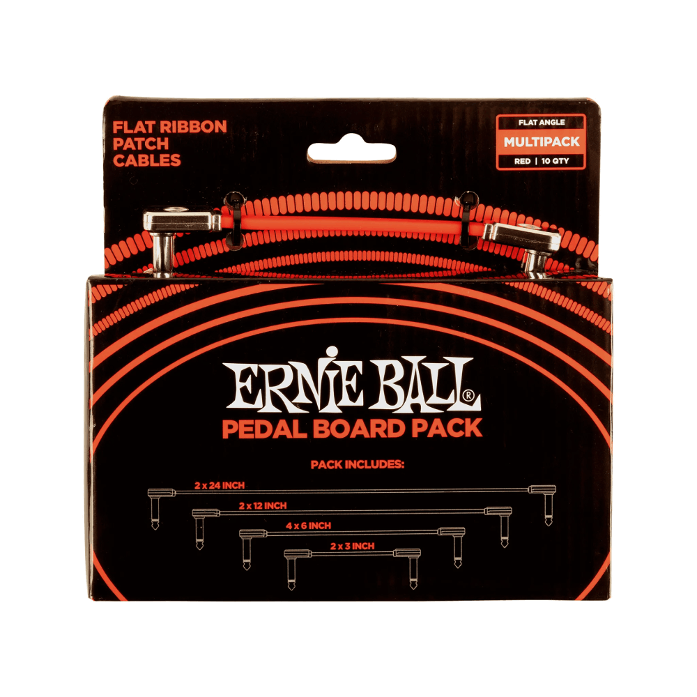 Dây Cáp Ernie Ball Flat Ribbon Pedalboard Patch, Red, Multi-Pack
