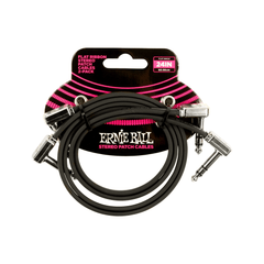 Dây Cáp Ernie Ball 24 inch Flat Ribbon Stereo Patch, Black, Pack of 2