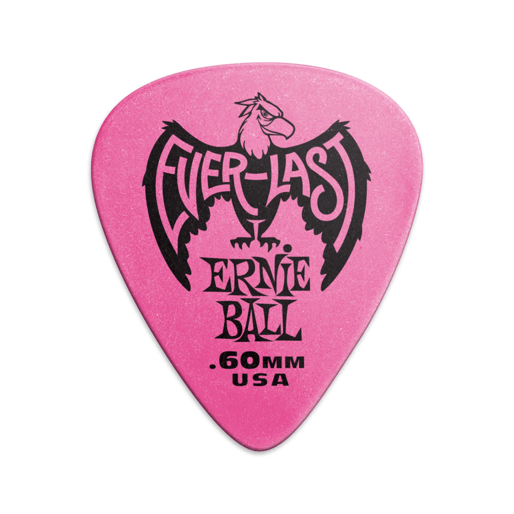 Pick Guitar Ernie Ball Everlast Delrin .60mm, Pink, 12-Pack