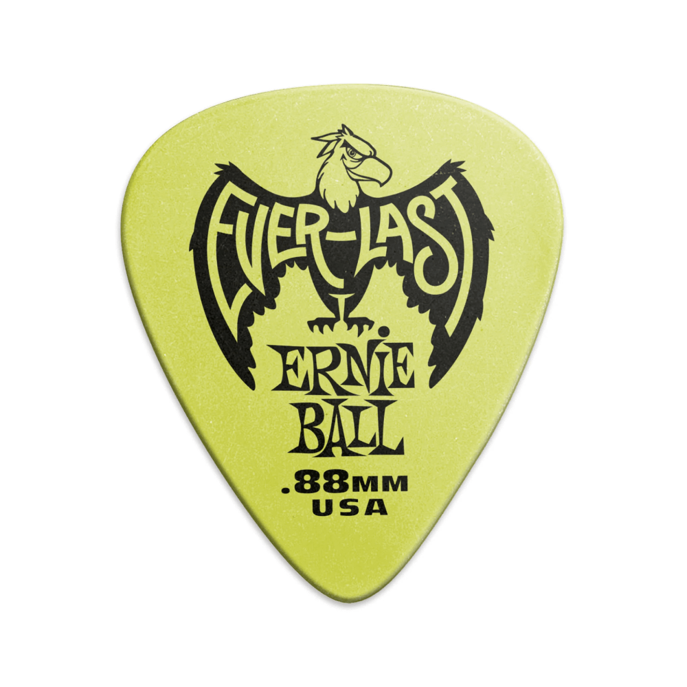 Pick Guitar Ernie Ball Everlast Delrin .88mm, Green, 12-Pack