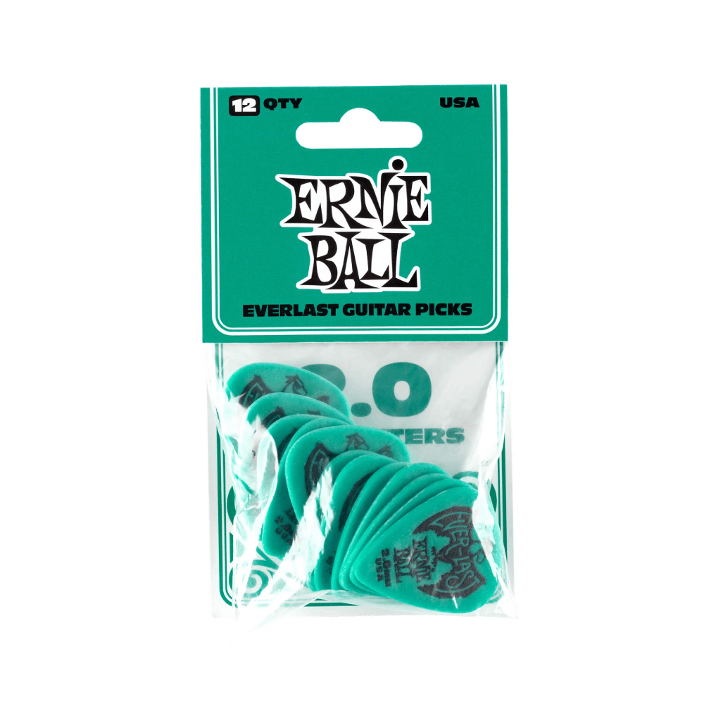 Pick Guitar Ernie Ball Everlast Delrin 2.0mm, Teal, 12-pack