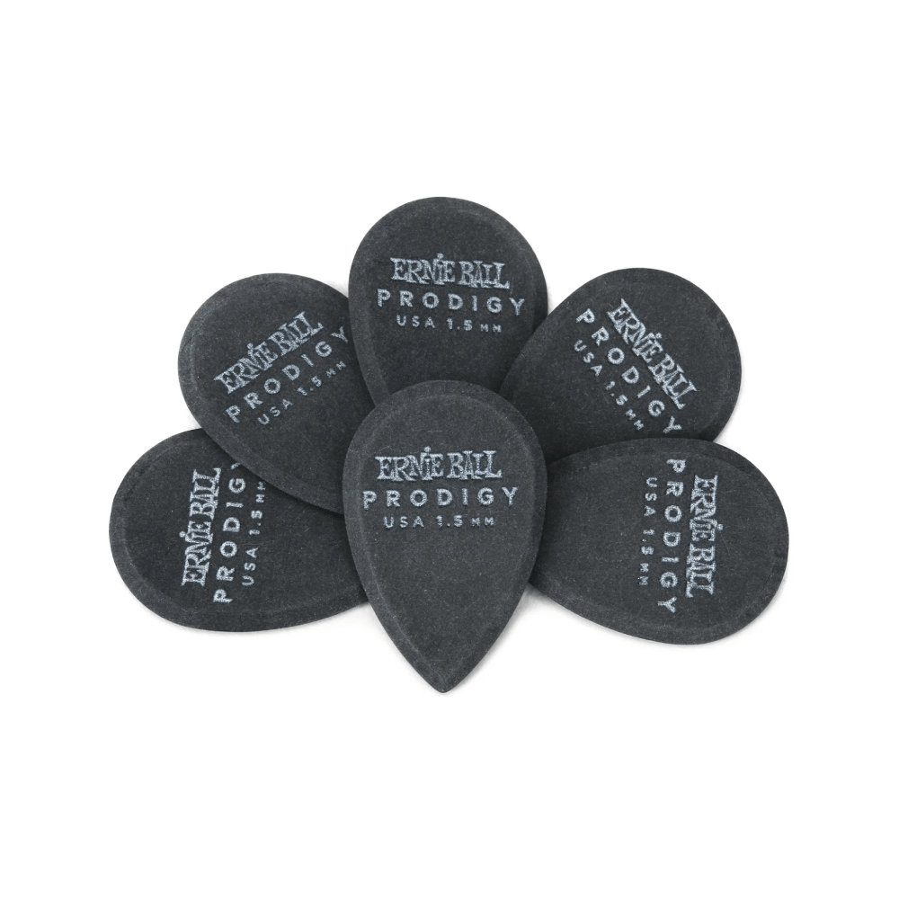 Guitar Picks Ernie Ball 1.5mm Teardrop Prodigy, 6-Pack, Black