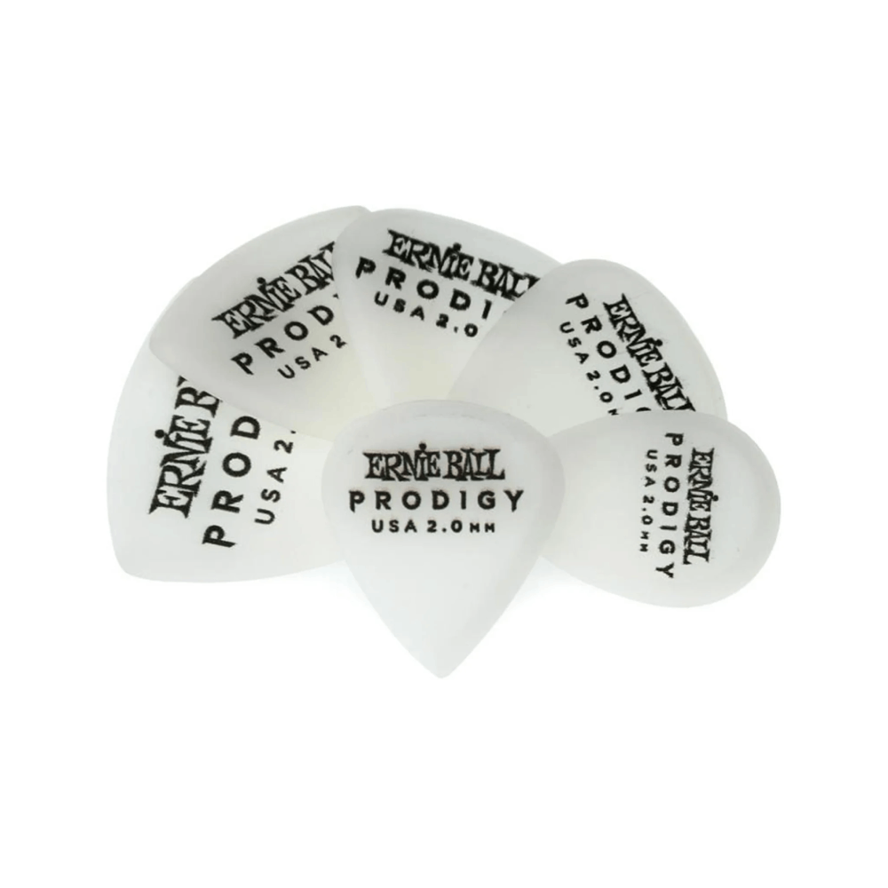 Guitar Pick Ernie Ball 2.0mm Teardrop Prodigy, 6-Pack, White
