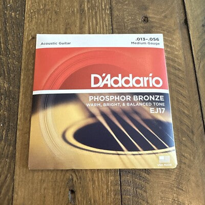 Dây Đàn Guitar Acoustic D'Addario EJ17 (Phosphor Bronze, 13-56 Medium)