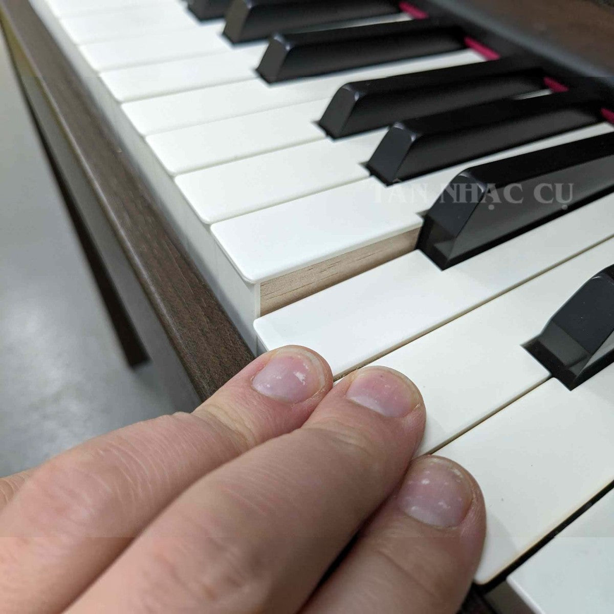 Bàn phím gỗ PHA-50 cao cấp trên đàn piano điện Roland LX7 tại TÂN NHẠC CỤ, hiển thị rõ cấu trúc gỗ lai bền bỉ.