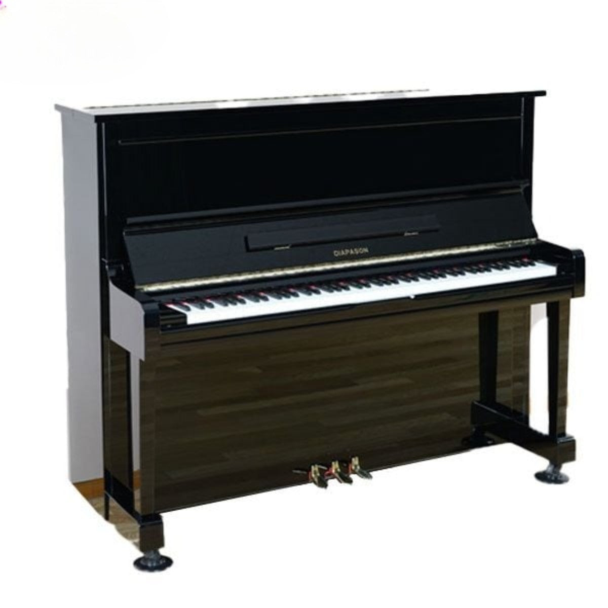 Đàn piano cơ upright Diapason D35B màu đen bóng sang trọng tại TÂN NHẠC CỤ, thiết kế cao 131cm tinh tế