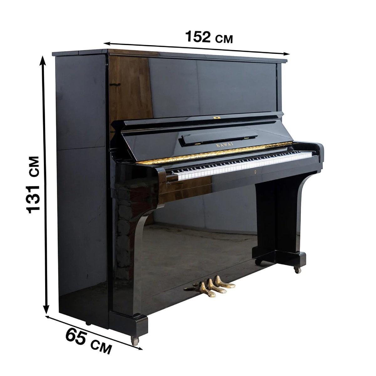 Đàn piano cơ upright TÂN NHẠC CỤ Kawai KU3 màu đen bóng sang trọng với kích thước 131cm, thiết kế cổ điển bền bỉ.