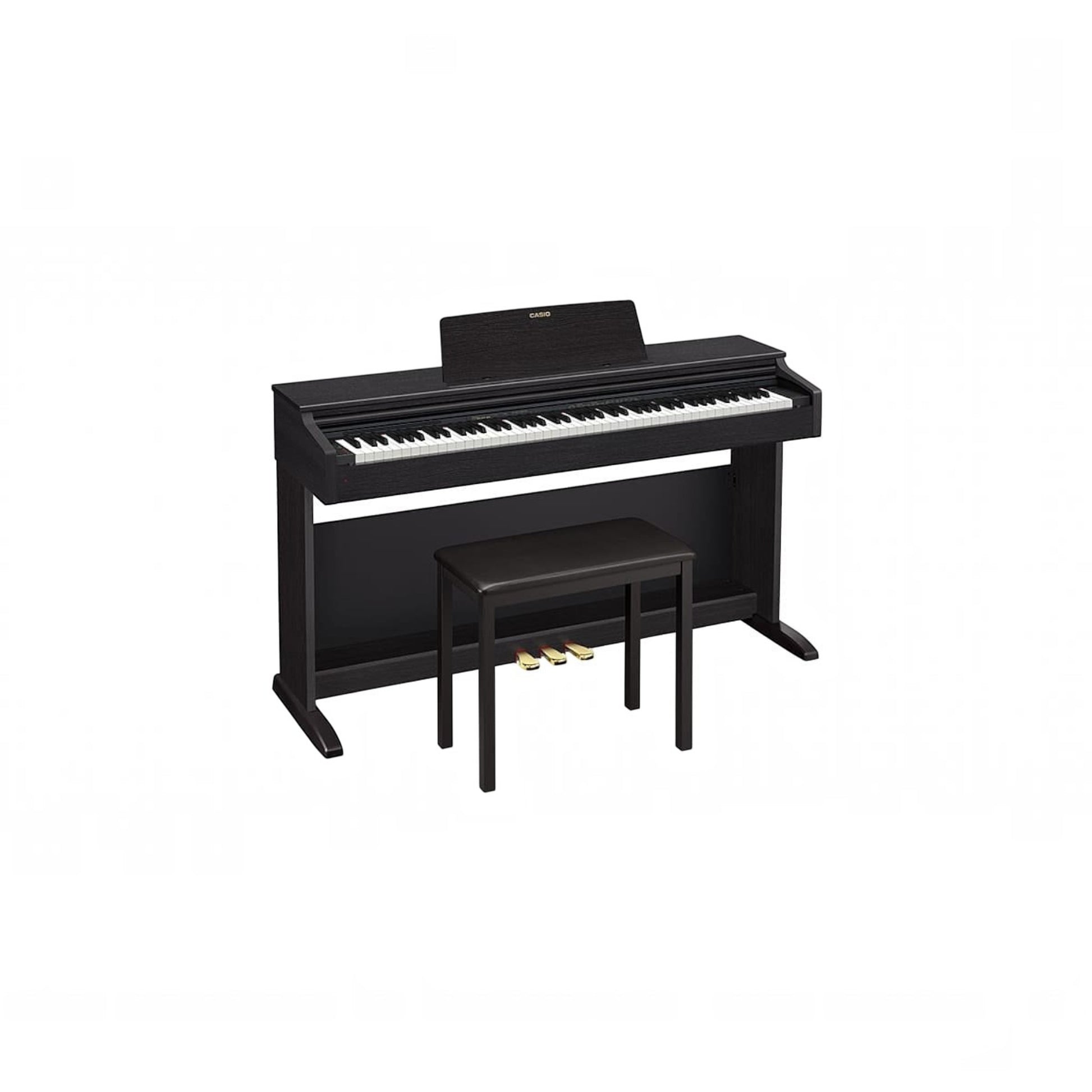 Đàn piano điện Casio AP-270 màu đen sang trọng, thiết kế dáng tủ hiện đại, đi kèm ghế ngồi tại Tân Nhạc Cụ