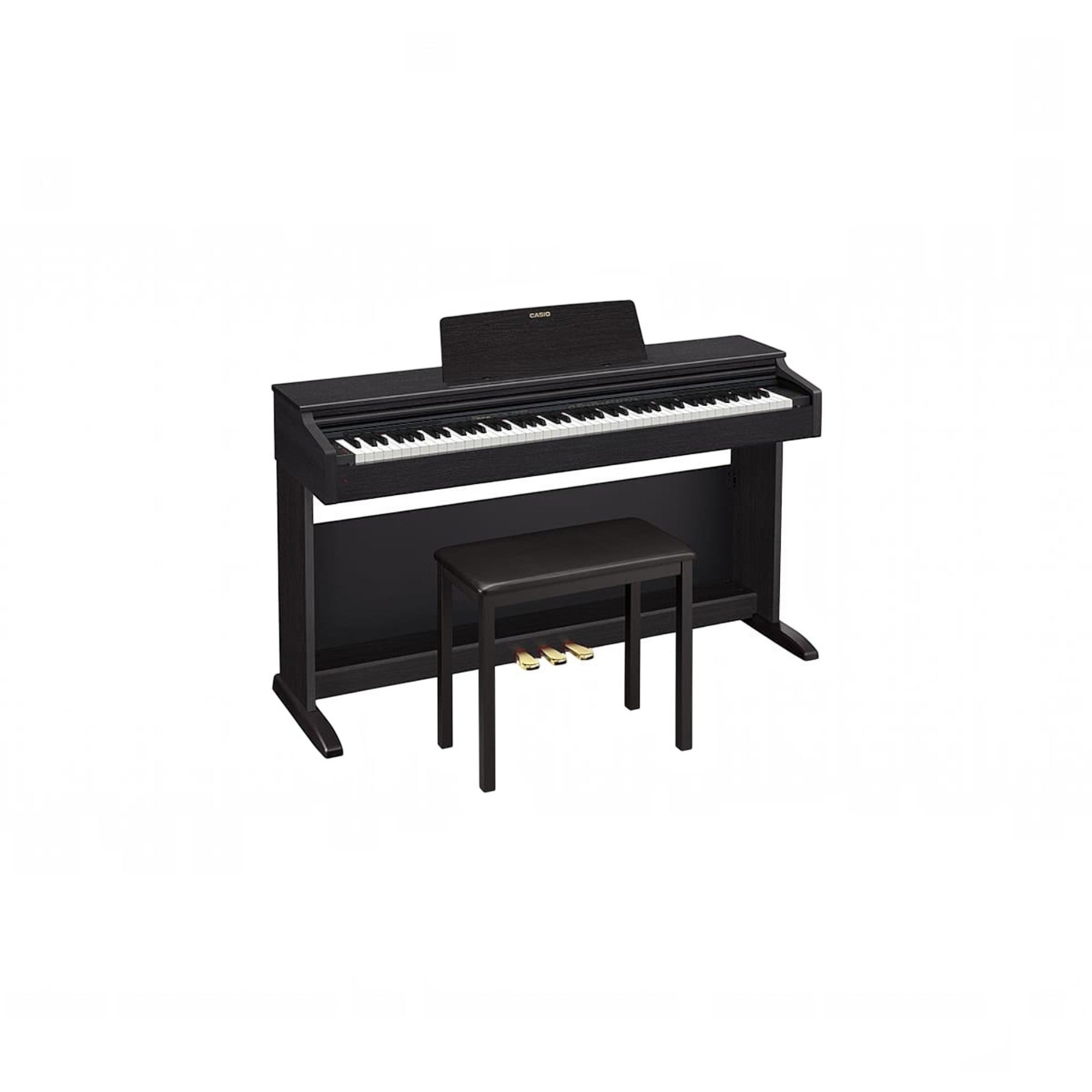 Đàn piano điện Casio AP-270 màu đen sang trọng, thiết kế dáng tủ hiện đại, đi kèm ghế ngồi tại Tân Nhạc Cụ