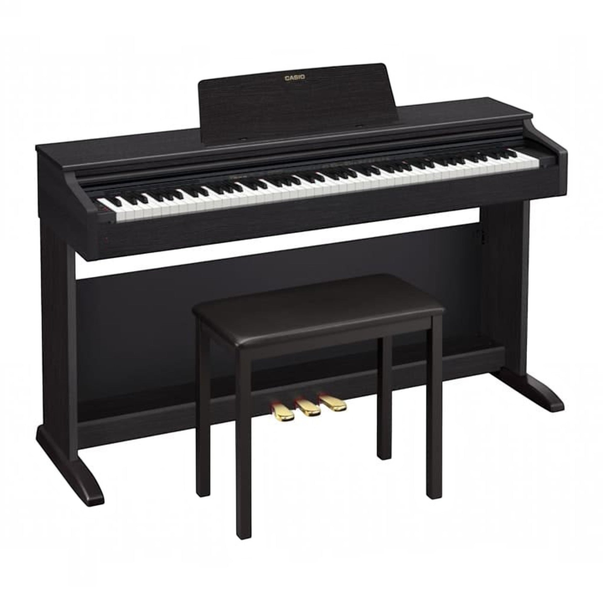 Đàn piano điện TÂN NHẠC CỤ Casio AP-270 màu đen sang trọng, thiết kế dáng tủ hiện đại kèm ghế ngồi và 3 bàn đạp