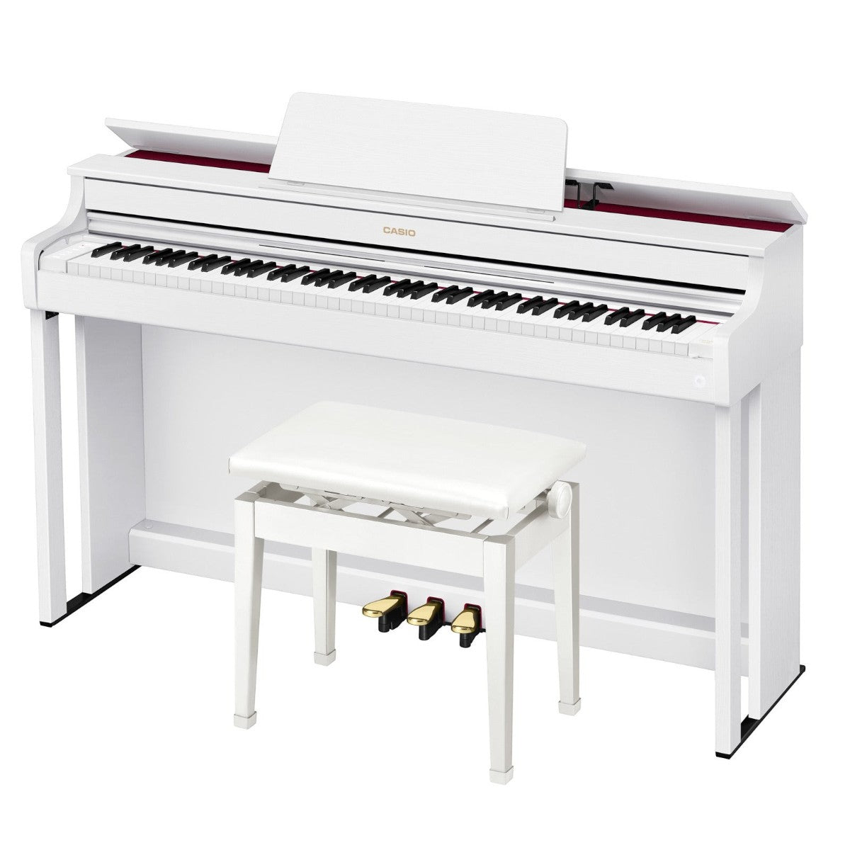 Đàn piano điện Casio AP-300 màu trắng sang trọng với ghế đi kèm tại TÂN NHẠC CỤ