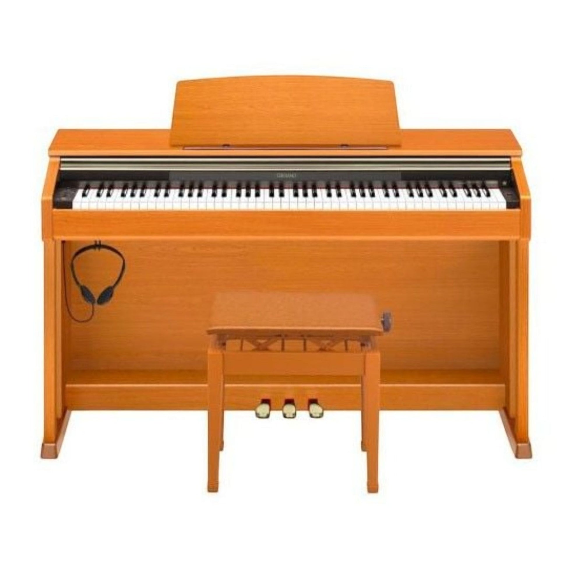 Đàn piano điện TÂN NHẠC CỤ Casio AP400CY màu gỗ sang trọng với thiết kế 88 phím và ghế ngồi đi kèm