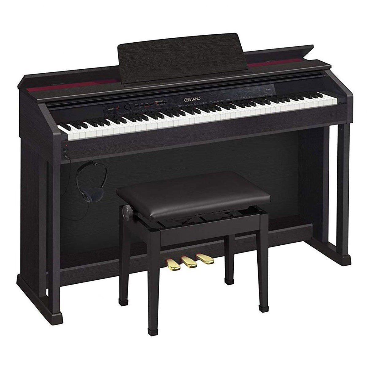 Đàn piano điện Casio AP450 màu đen sang trọng với thiết kế dáng tủ Celviano tại Tân Nhạc Cụ