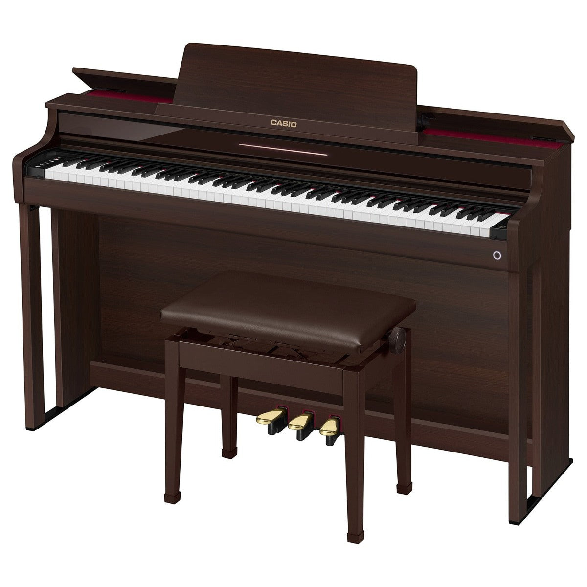 Đàn piano điện Casio AP-550 màu nâu vân gỗ tại TÂN NHẠC CỤ, thiết kế dáng tủ sang trọng kèm ghế đàn cao cấp