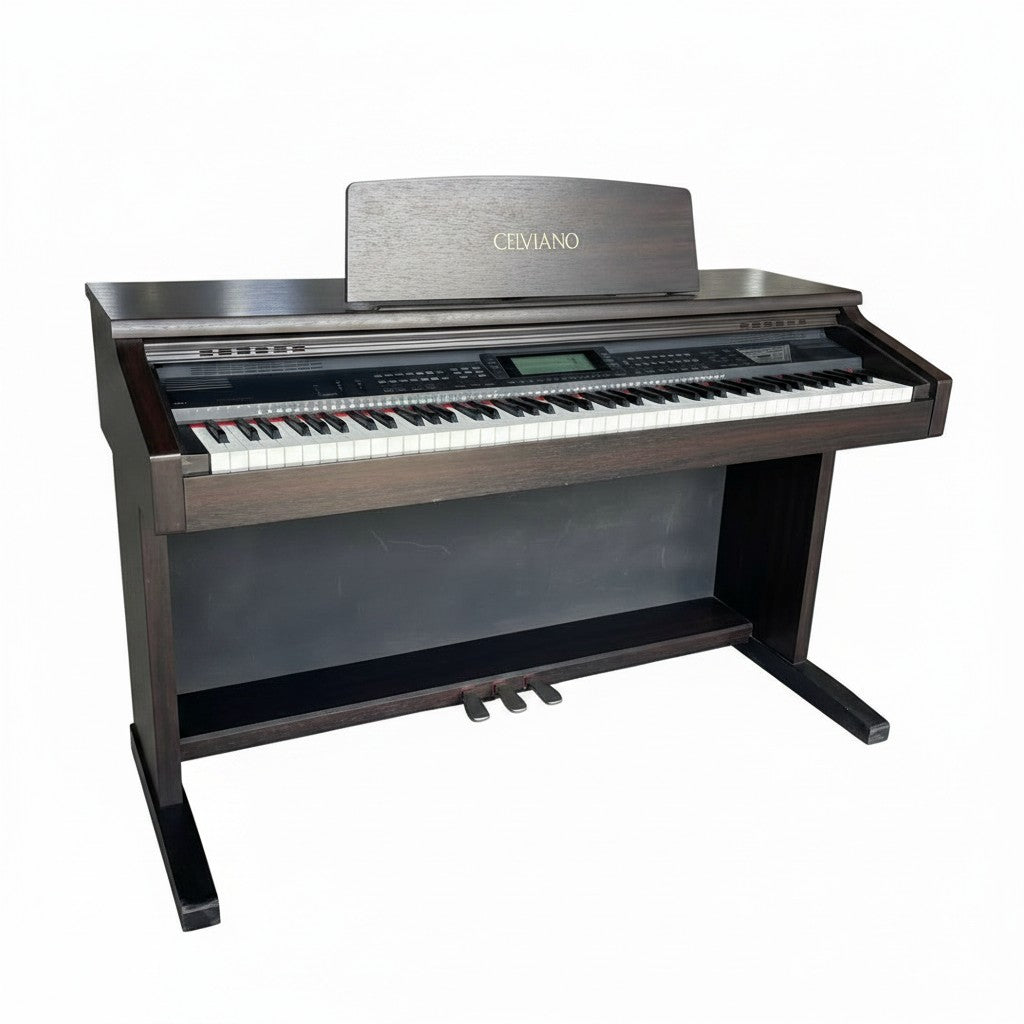 Đàn piano điện Casio AP-65 dáng tủ màu nâu gỗ sang trọng tại TÂN NHẠC CỤ với 88 phím búa và màn hình LCD hiển thị