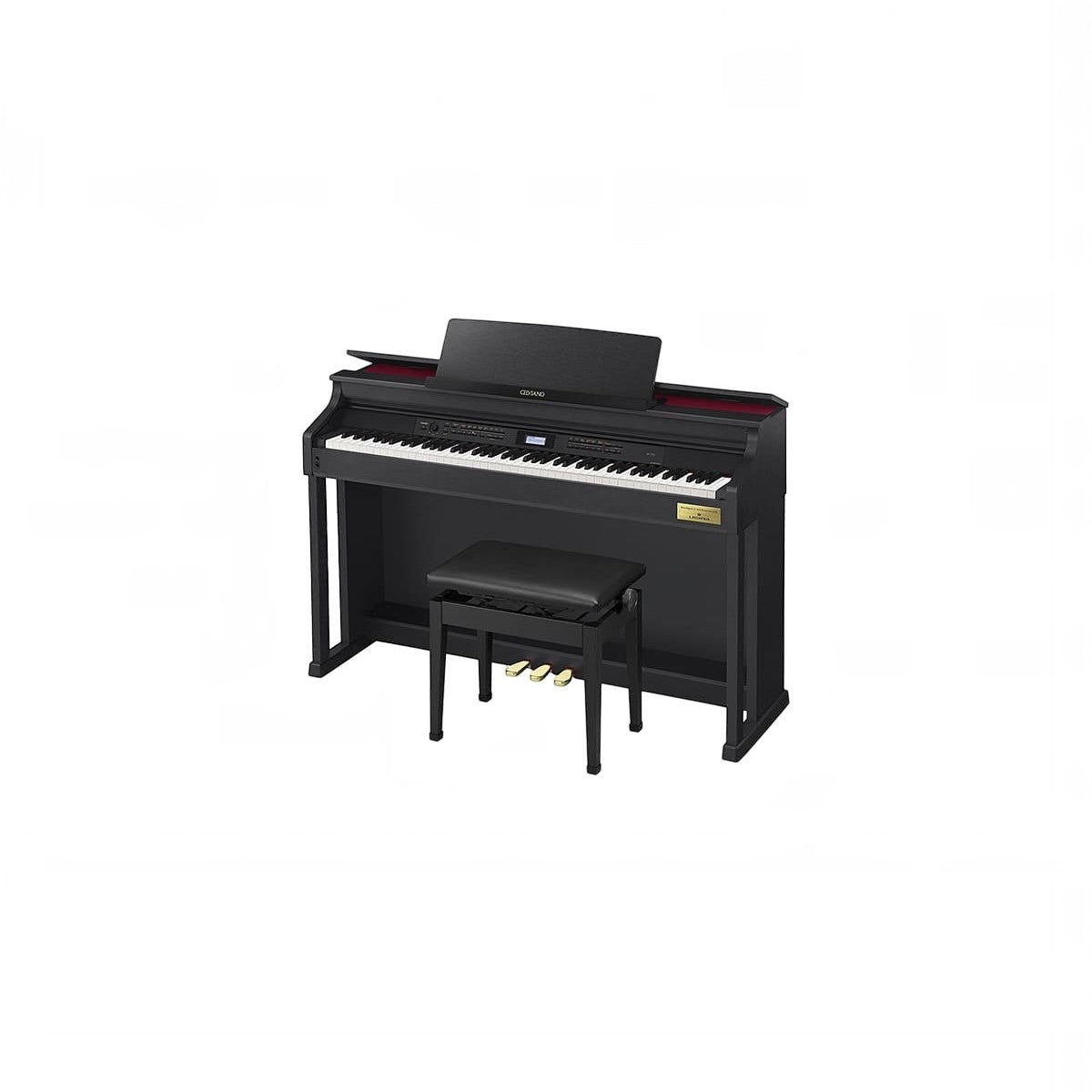 Đàn piano điện Casio AP-710 màu đen sang trọng tại TÂN NHẠC CỤ, thiết kế dáng tủ Celviano với ghế đàn đi kèm.