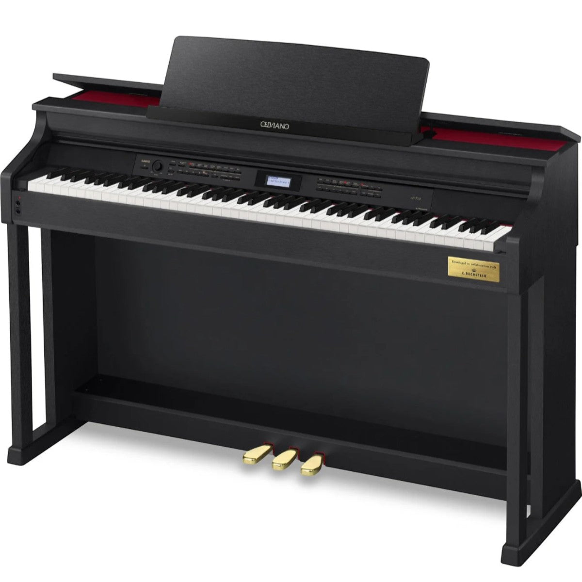 Đàn piano điện TÂN NHẠC CỤ Casio AP-710 màu đen sa tanh với thiết kế dáng tủ sang trọng và hệ thống 6 loa mạnh mẽ