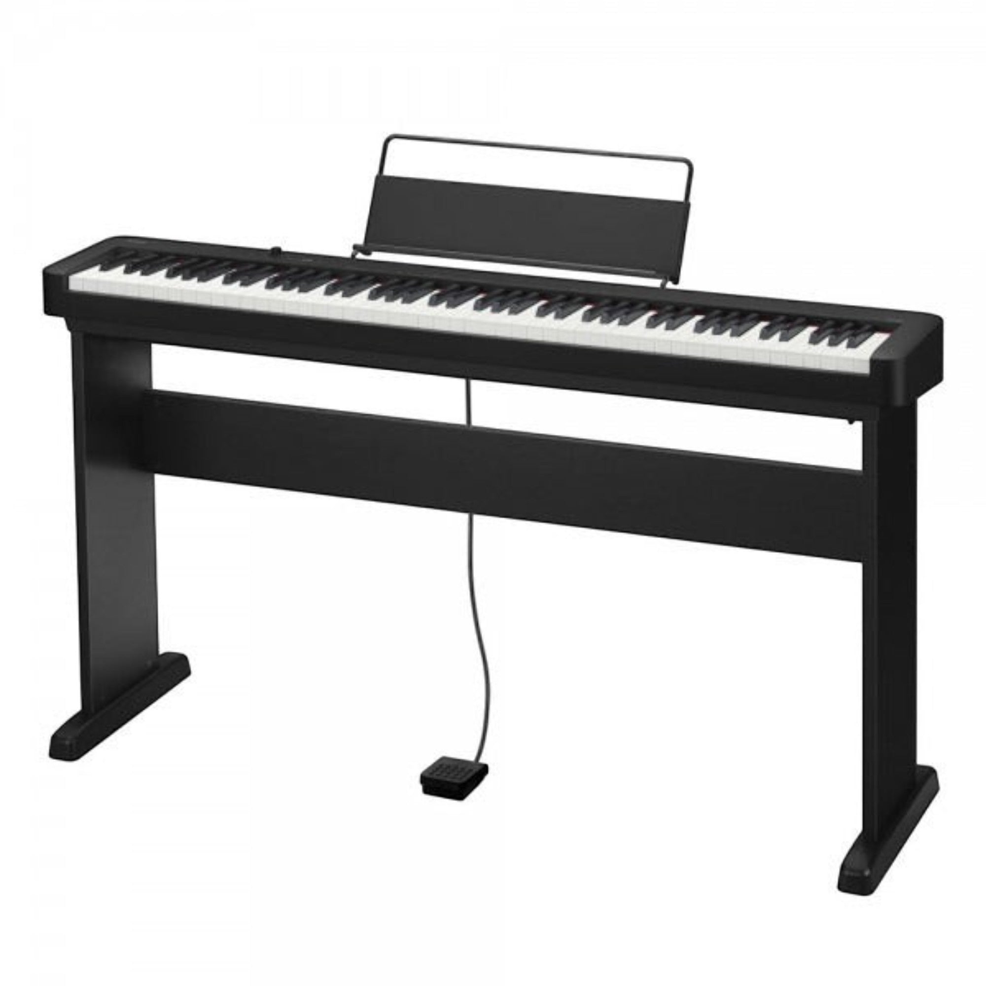 Đàn piano điện TÂN NHẠC CỤ Casio CDP-S110 màu đen với 88 phím búa, giá nhạc và pedal ngân trên chân đế