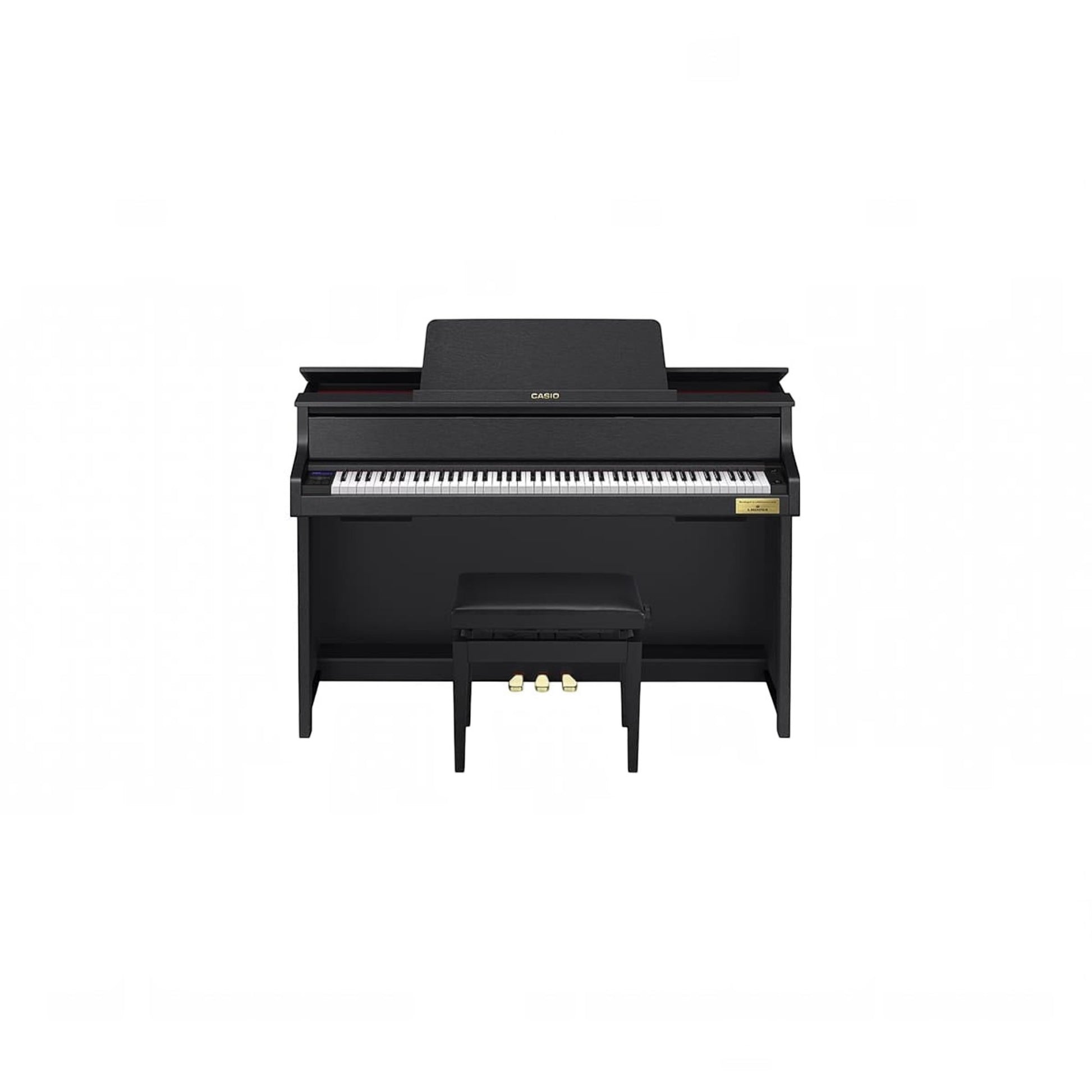Đàn piano điện Casio GP-310 màu đen tại TÂN NHẠC CỤ với bộ máy phím gỗ vân sam và búa cơ thật, thiết kế dáng grand sang trọng.