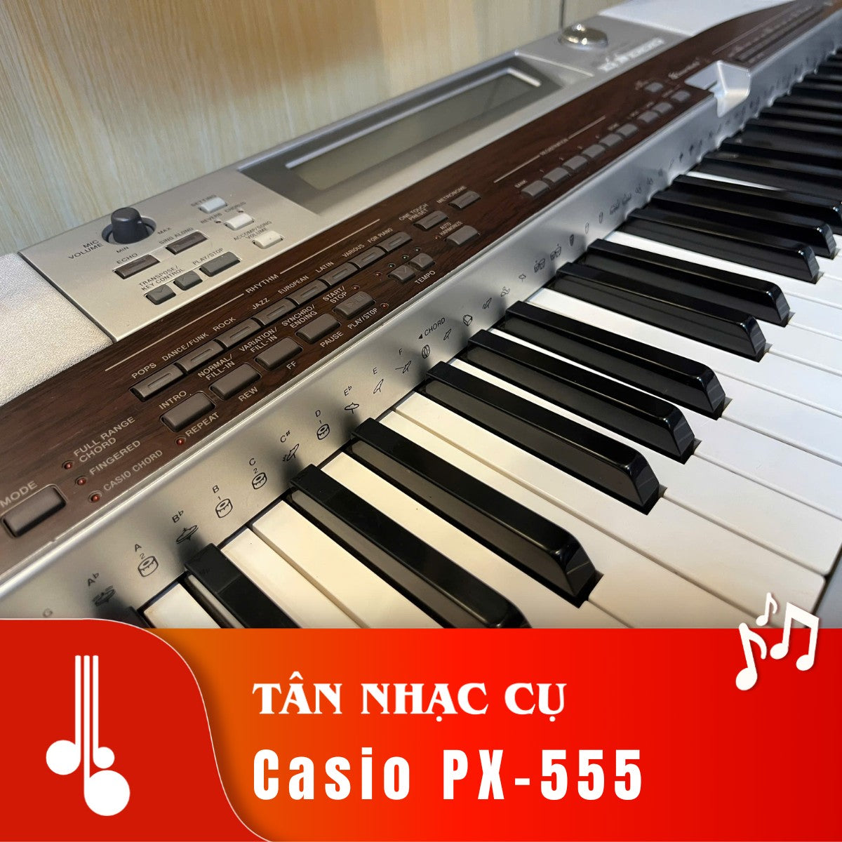 Đàn piano điện TÂN NHẠC CỤ Casio PX-555 với bảng điều khiển chi tiết và bàn phím 88 phím búa cảm ứng lực