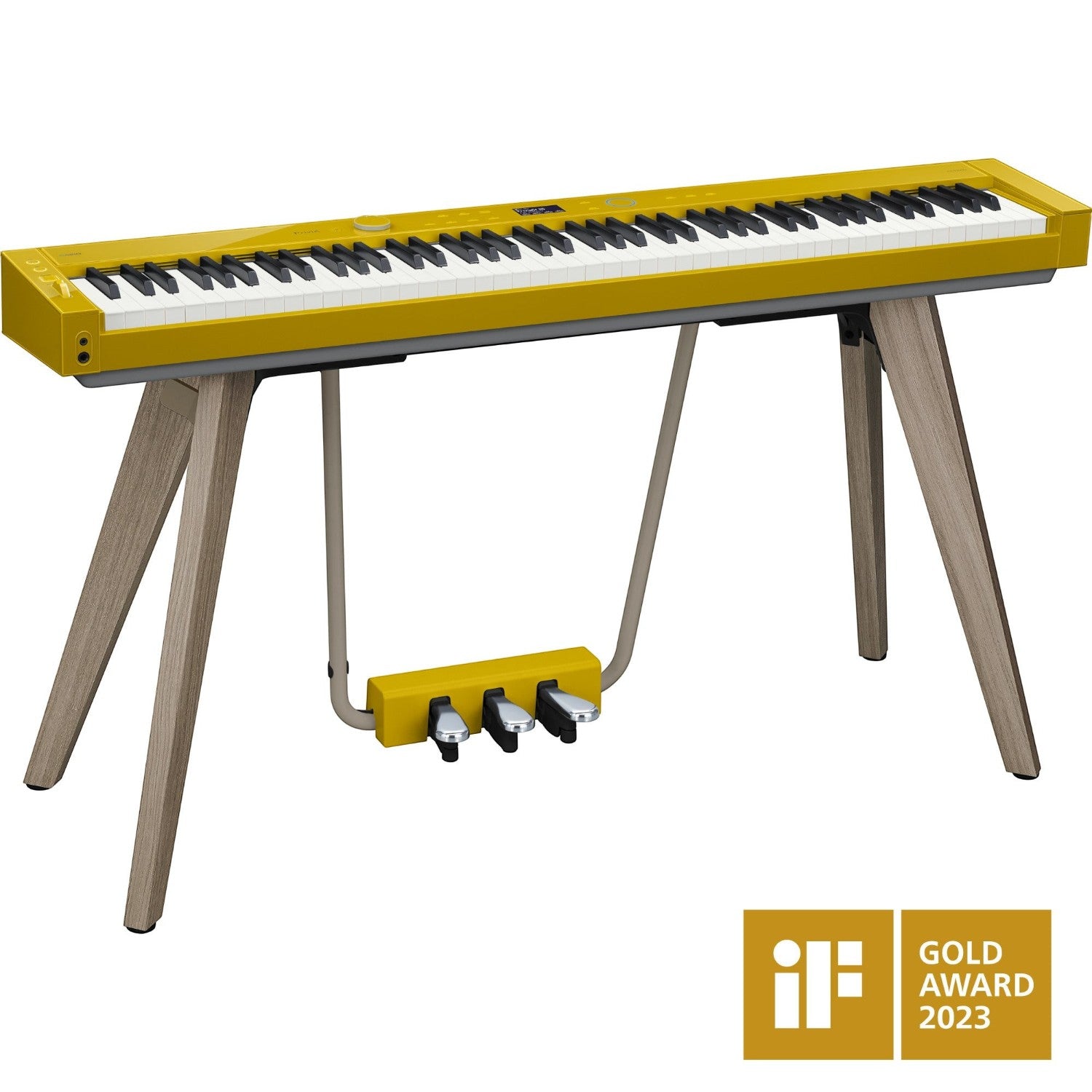 Đàn piano điện TÂN NHẠC CỤ Casio PX-S7000 màu vàng Harmonious Mustard với chân đế gỗ và bộ 3 bàn đạp cố định sang trọng