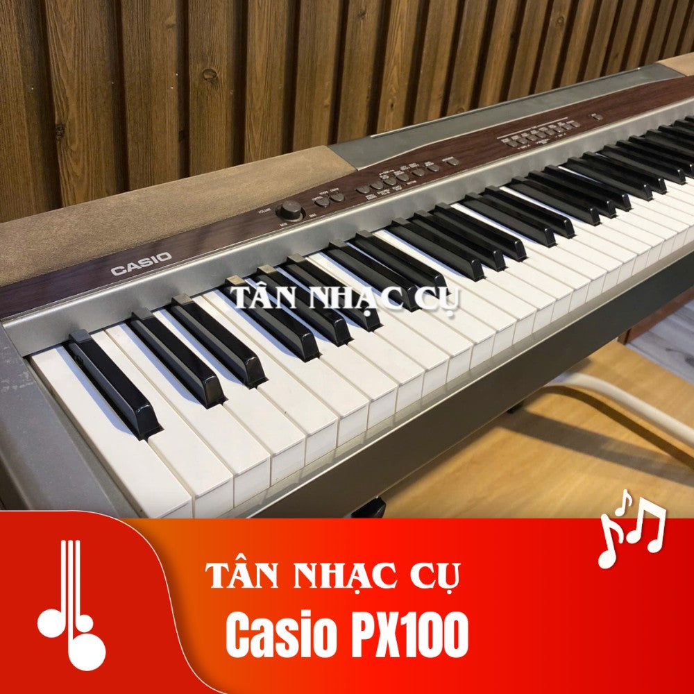 Đàn piano điện Casio PX100 tại TÂN NHẠC CỤ với bàn phím búa 88 phím, thiết kế nhỏ gọn, màu gỗ sang trọng