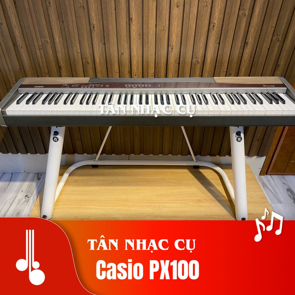 Đàn piano điện TÂN NHẠC CỤ Casio PX100 88 phím búa nhỏ gọn, thiết kế cổ điển, phù hợp cho người mới bắt đầu học đàn.