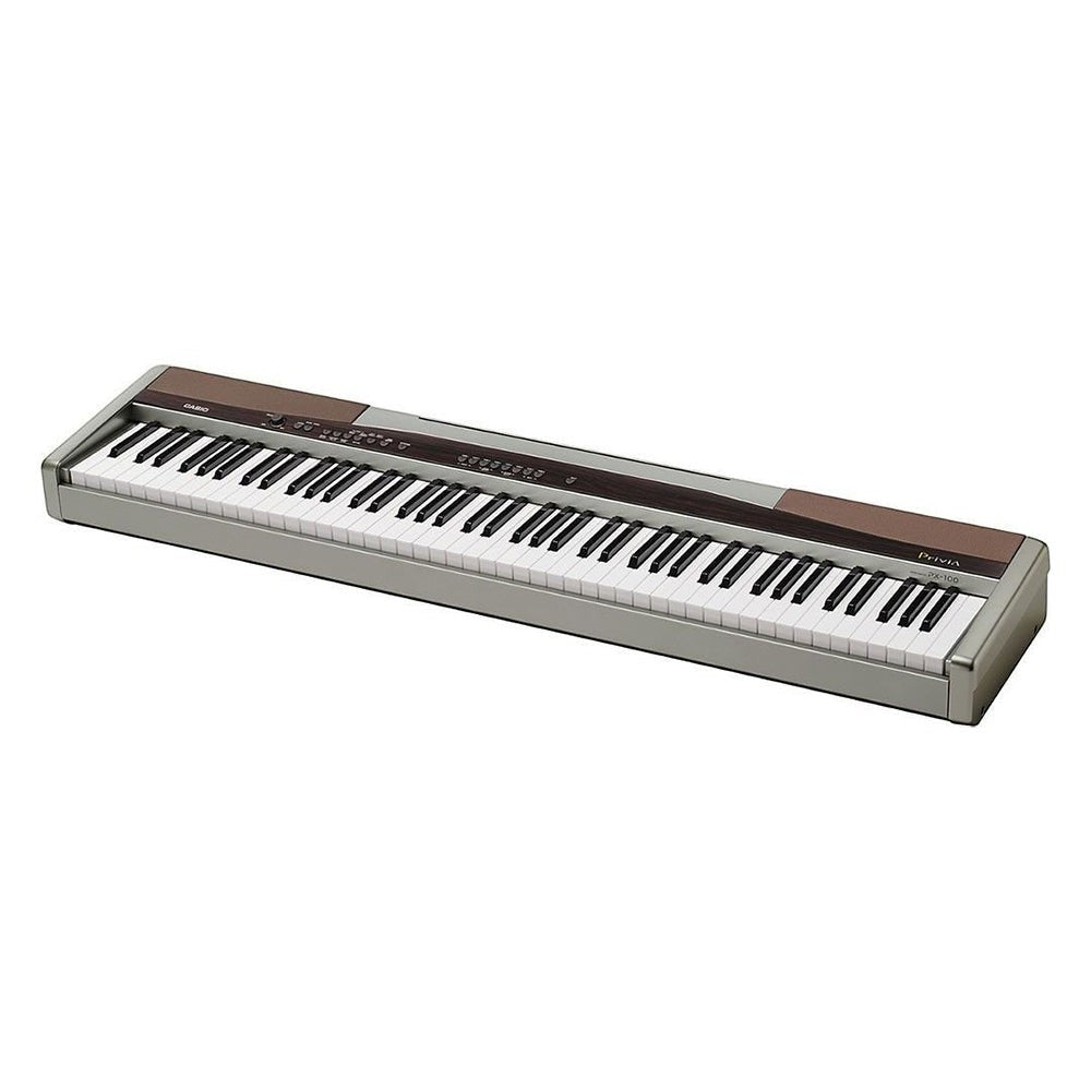 Đàn piano điện Casio PX100 màu bạc với 88 phím búa tại TÂN NHẠC CỤ, thiết kế nhỏ gọn dòng Privia đời đầu