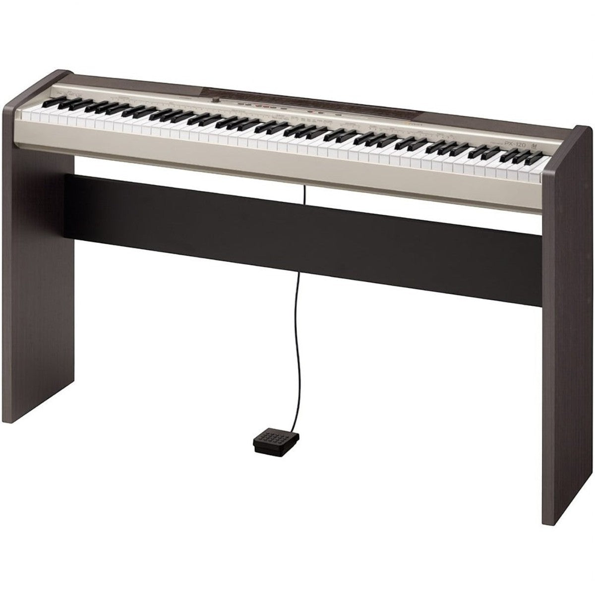 Đàn piano điện Casio PX120 tại TÂN NHẠC CỤ với thiết kế gọn nhẹ, bàn phím búa 88 phím màu đen và bạc sang trọng