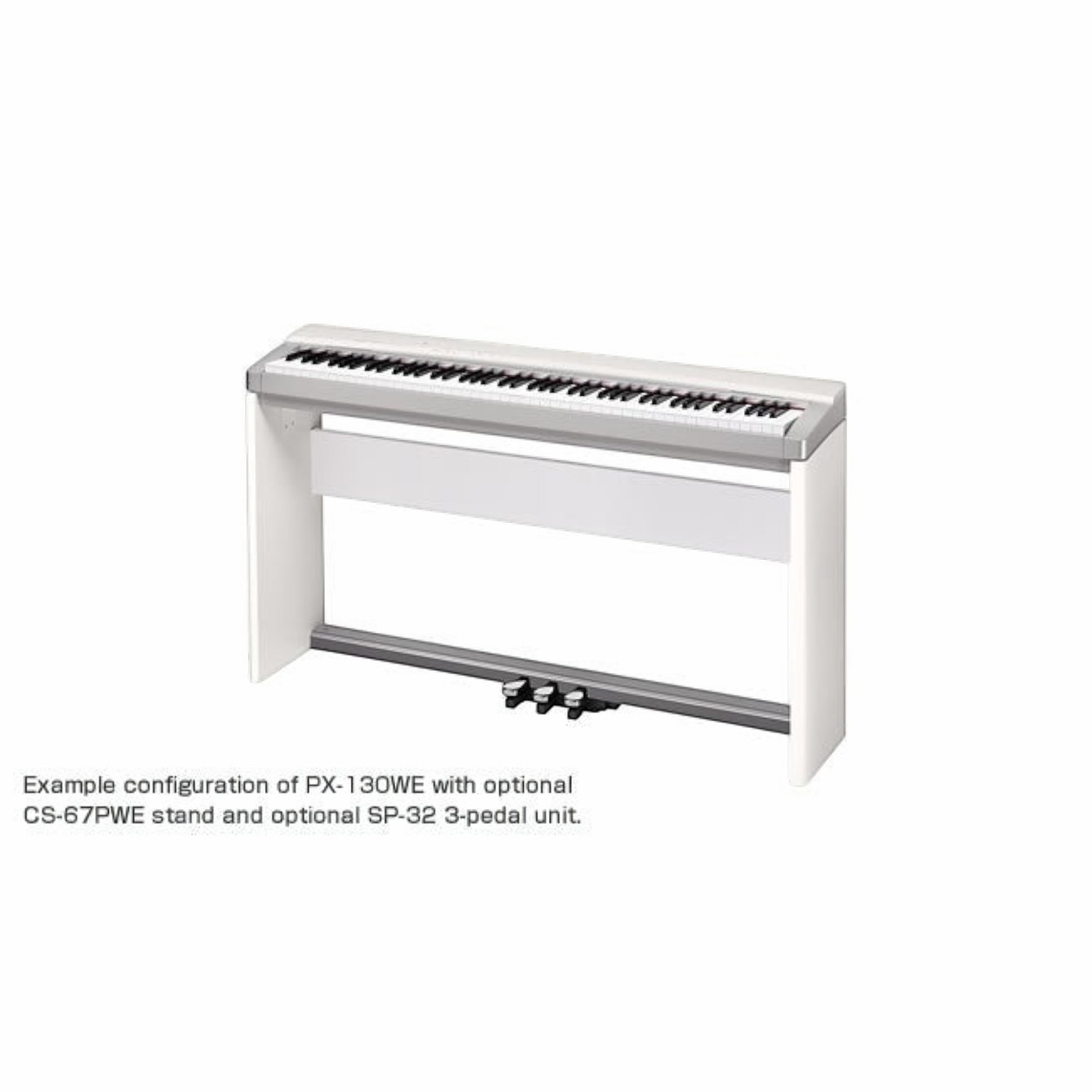 Đàn piano điện Casio PX130 màu trắng sang trọng với chân đế và bộ 3 pedal tại TÂN NHẠC CỤ
