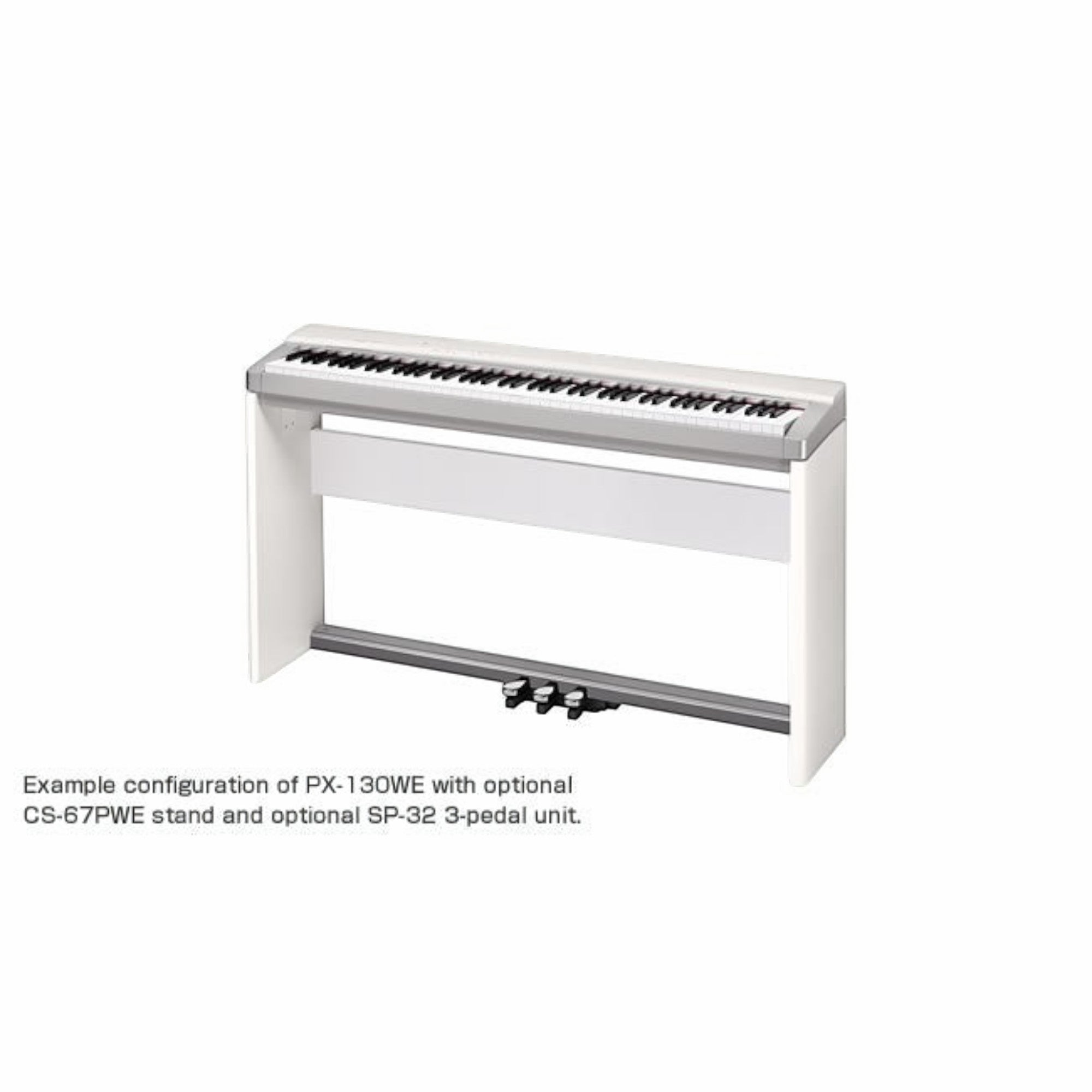 Đàn piano điện Casio PX130 màu trắng sang trọng với chân đế và bộ 3 pedal tại TÂN NHẠC CỤ
