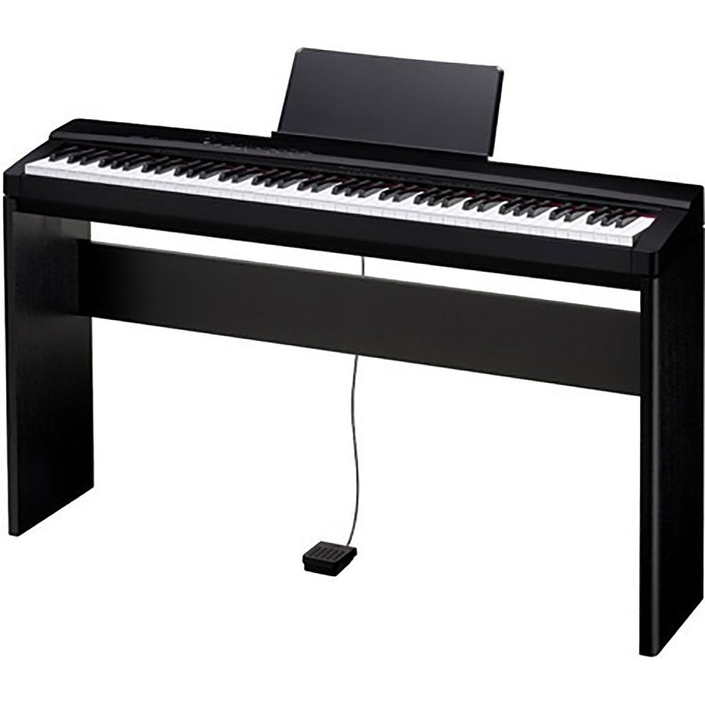 Đàn piano điện Casio PX135 màu đen tại TÂN NHẠC CỤ với thiết kế gọn nhẹ, bàn phím búa 88 phím và giá đỡ nhạc