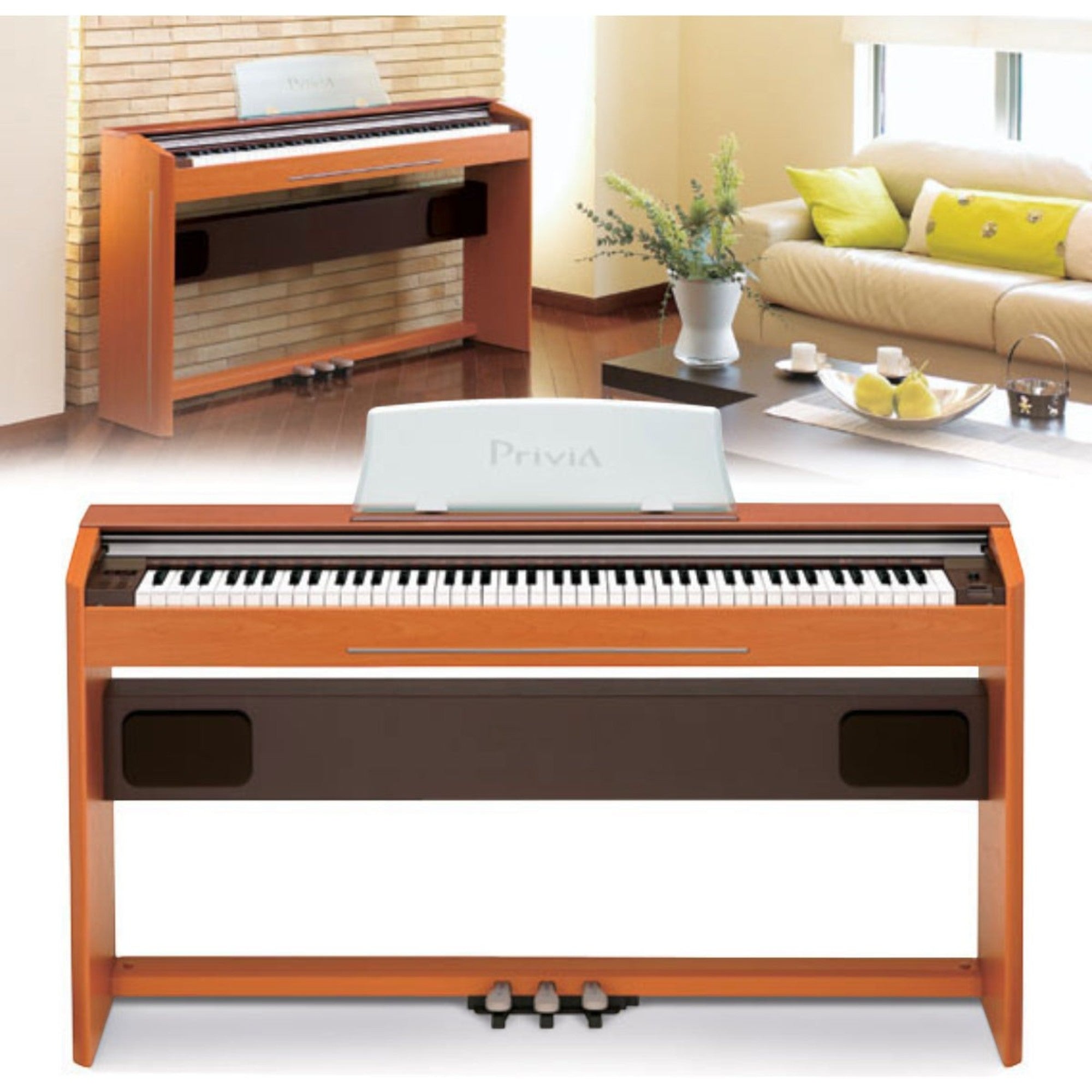 Đàn piano điện Casio PX800 màu gỗ sang trọng với 88 phím nặng, thiết kế chân đứng từ TÂN NHẠC CỤ