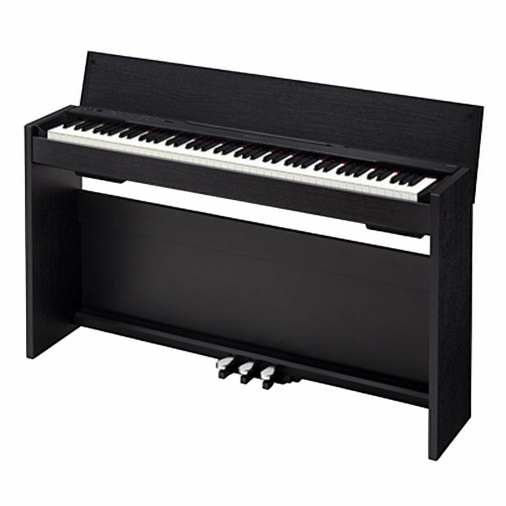 Đàn piano điện TÂN NHẠC CỤ Casio PX830 dáng tủ màu đen sang trọng với bàn phím búa 88 phím và ba pedal chân đế