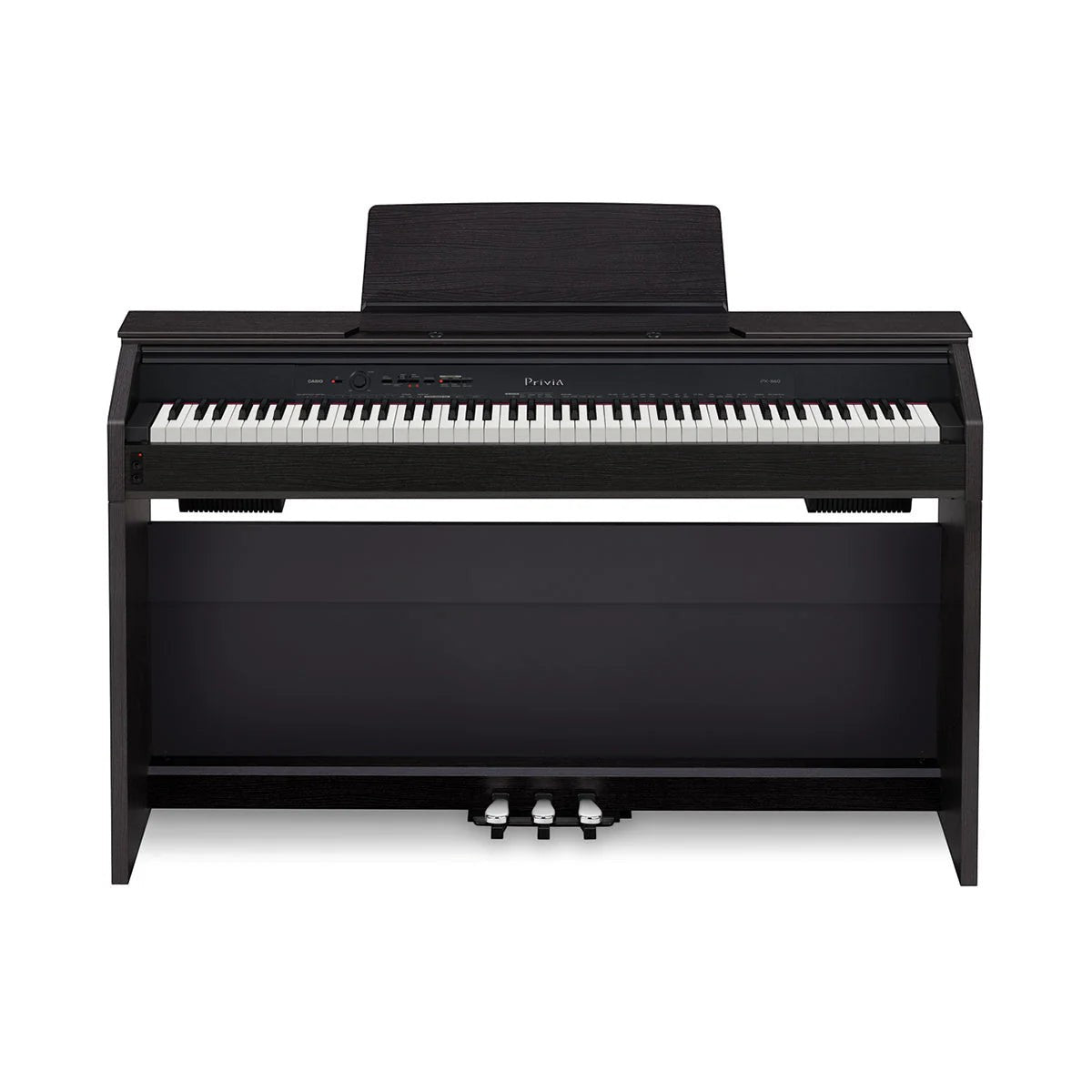 Đàn piano điện TÂN NHẠC CỤ Casio PX-850 màu đen sang trọng với thiết kế tủ đứng hiện đại và bàn phím giả ngà.
