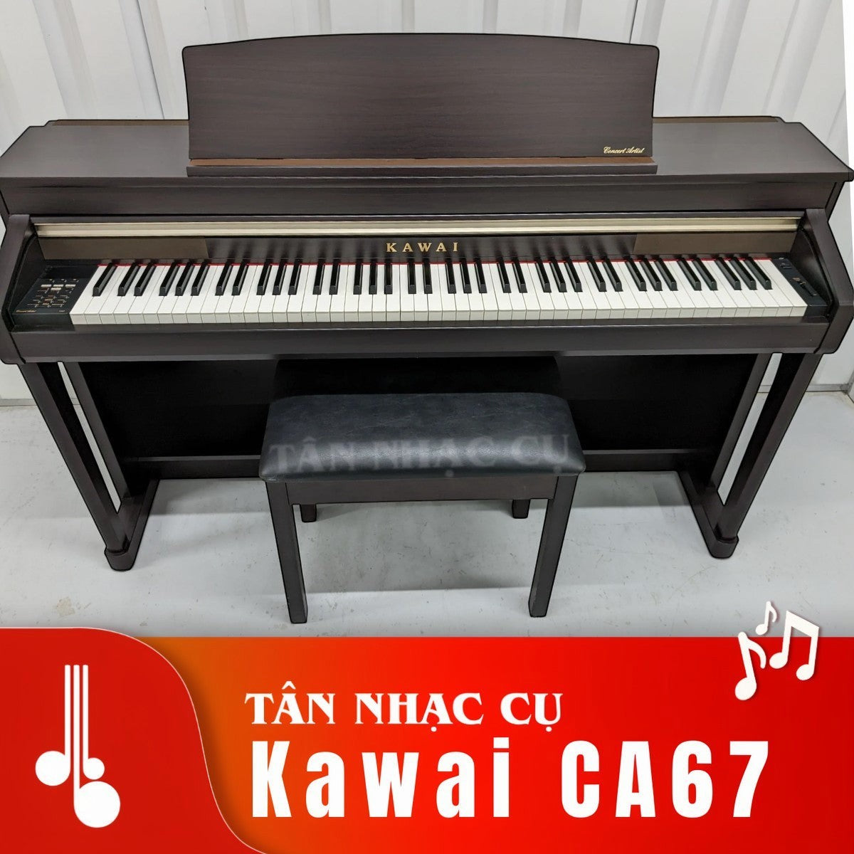 Đàn piano điện TÂN NHẠC CỤ Kawai CA67 màu nâu gỗ với bàn phím Grand Feel II cao cấp và ghế đàn đi kèm