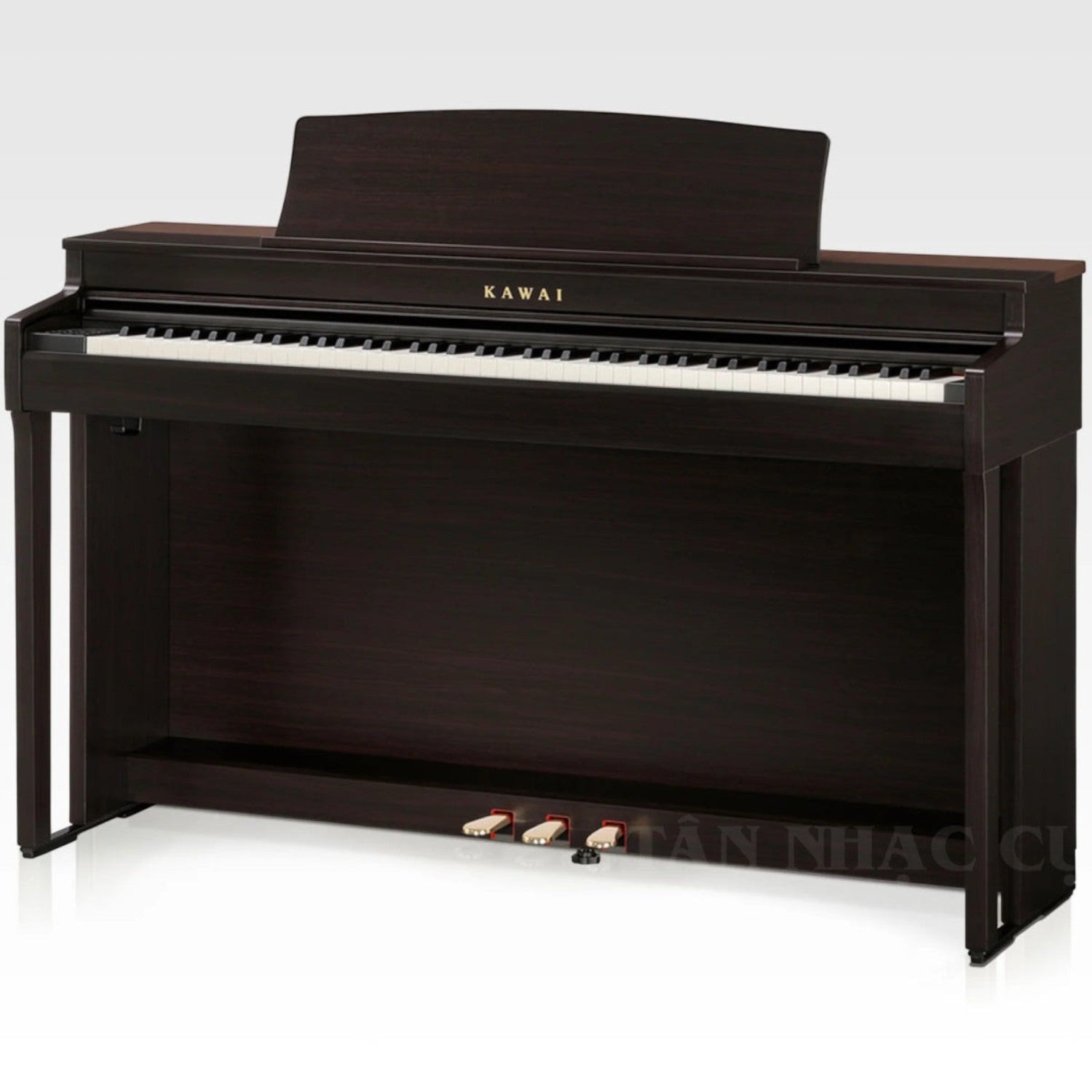 Đàn piano điện Kawai CN301 màu gỗ tối sang trọng tại TÂN NHẠC CỤ, thiết kế dáng tủ hiện đại với 3 pedal.