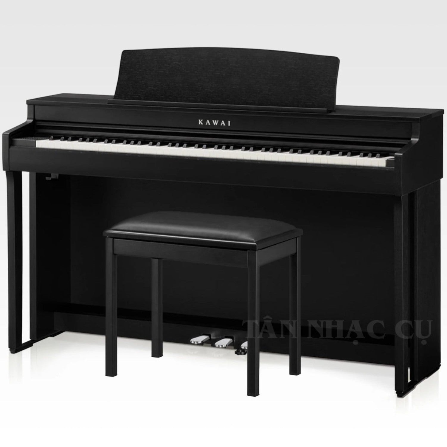 Đàn piano điện Kawai CN301 màu đen sang trọng tại TÂN NHẠC CỤ, thiết kế dáng tủ hiện đại với ghế đàn đi kèm.